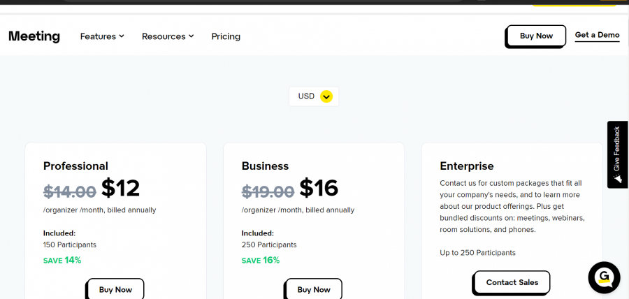 GoToMeeting Pricing Screenshot