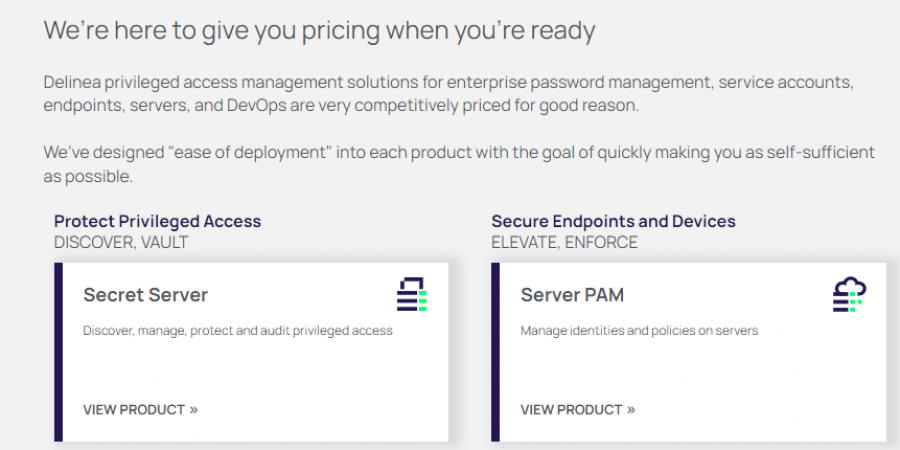 Delinea Pricing Screenshot