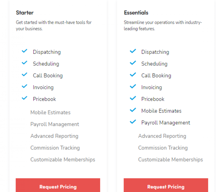 ServiceTitan Pricing Screenshot