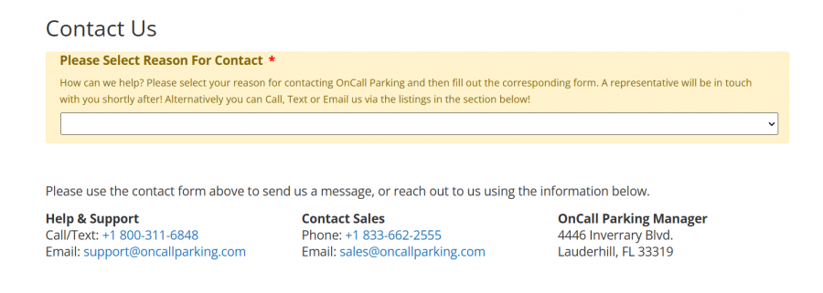 OnCall Parking Pricing Screenshot